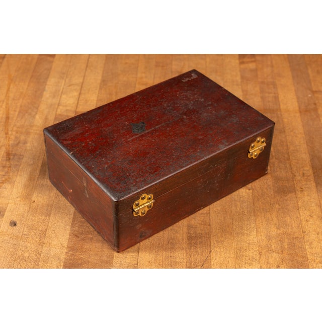 Wood Circa 1900 Mahogany National Cash Register Supplies Box With Supplies For Sale - Image 7 of 8