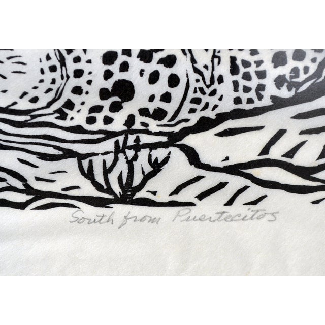 "South From Puertecitos" Mid Century Abstracted Landscape, Woodcut on Paper by Edgar Dorsey Taylor For Sale - Image 4 of 9