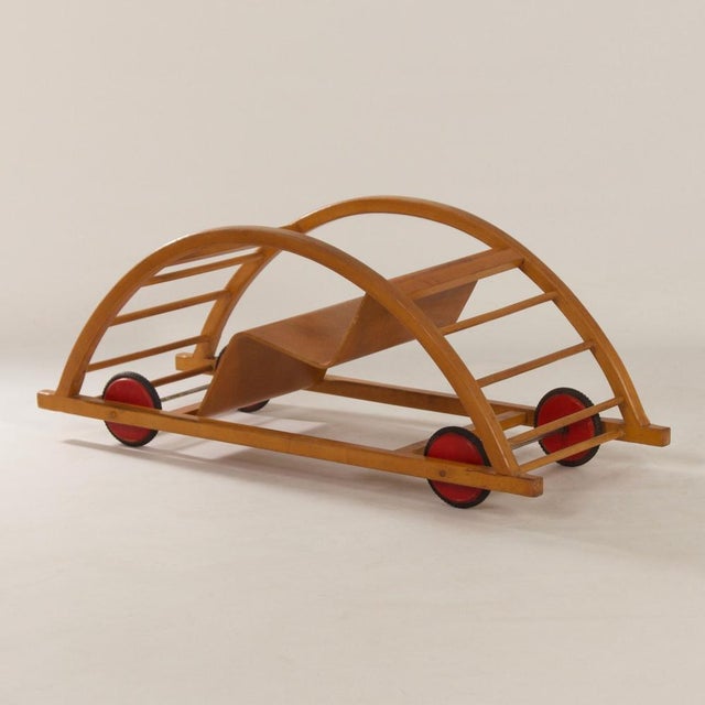 Wood Reversible Rocking Chair by Brockhage for Siegfried Lenz Berggieszhübel, 1950s For Sale - Image 7 of 14