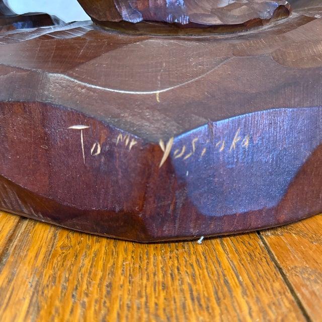 Large Rare Carved Bear “The Caring Parent” Sculpture 1978 by Yosioka For Sale - Image 4 of 9