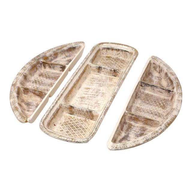 Vintage 3-Piece Ceramic Serving Platter - Set of 3 For Sale