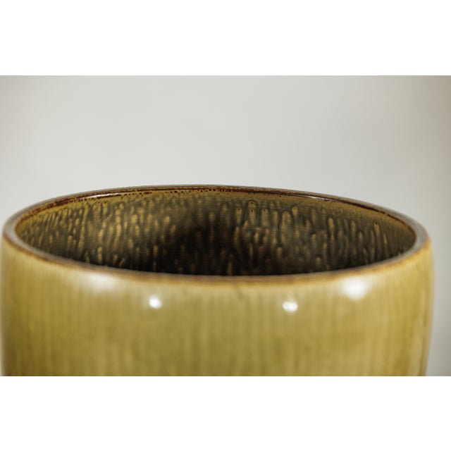 Ceramic Late 20th Century Large Artisan Ceramic Planter with Olive and Brown Drip Glaze For Sale - Image 7 of 18