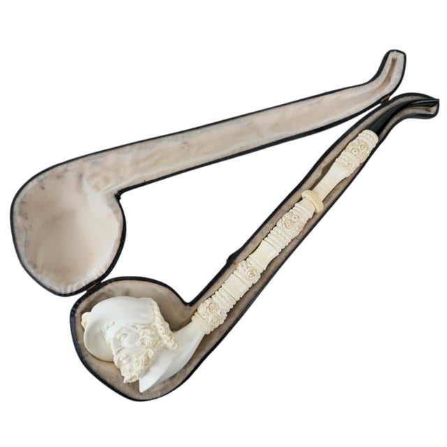 Stone Large Carved Meerschaum Pipe with Case, Austria, 1880 For Sale - Image 7 of 7