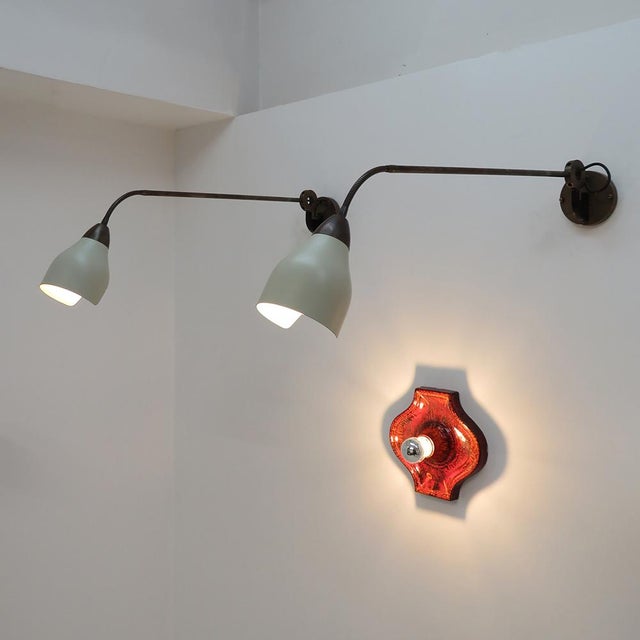 Large Articulate Italian Swing Arm Wall Light For Sale - Image 10 of 11