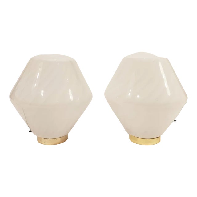 Italian Murano Glass Lamps in the style of F. Fabbian, 1970s, Set of 2 For Sale