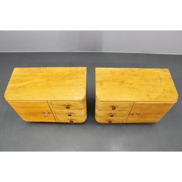 Czech Art Deco Nightstands with Painted Maple Imitation Finish, 1940s For Sale - Image 4 of 17