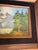 Vintage Mid-Century Modern Mountain Lake Oil Painting Signed Kelly Wood Velvet Frame For Sale - Image 4 of 10