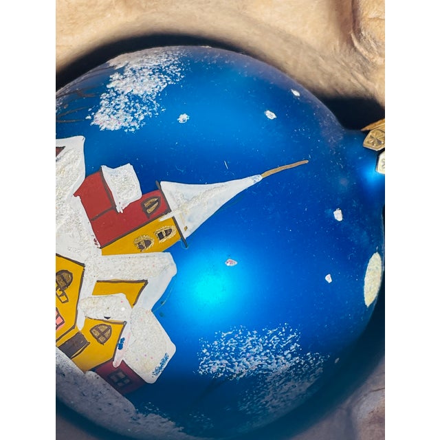 Glass Vintage Jumbo Handpainted European Christmas Ornaments in Box For Sale - Image 7 of 11