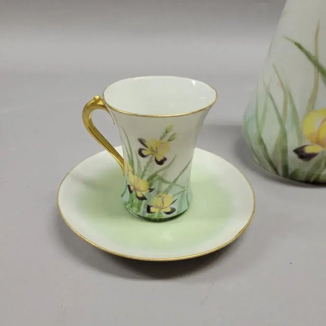 1910s Art Nouveau French Limoges Iris Chocolate & Demitasse Service — Gda France, Circa 1910 For Sale - Image 5 of 8
