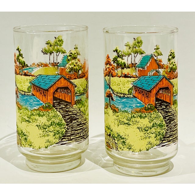 Sweet set of Libbey covered bridge tumblers! Round up your set of tumblers with this pair!
