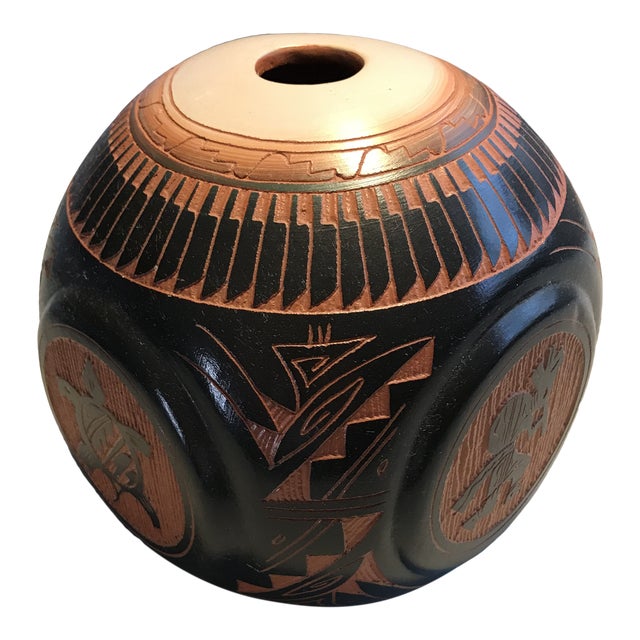 Original Signed Kokopelli Navajo Style Vase by Native American Artist