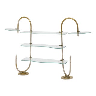 Vintage Art Nouveau Metal and Glass Patisserie Display Shelf, 1930s For Sale