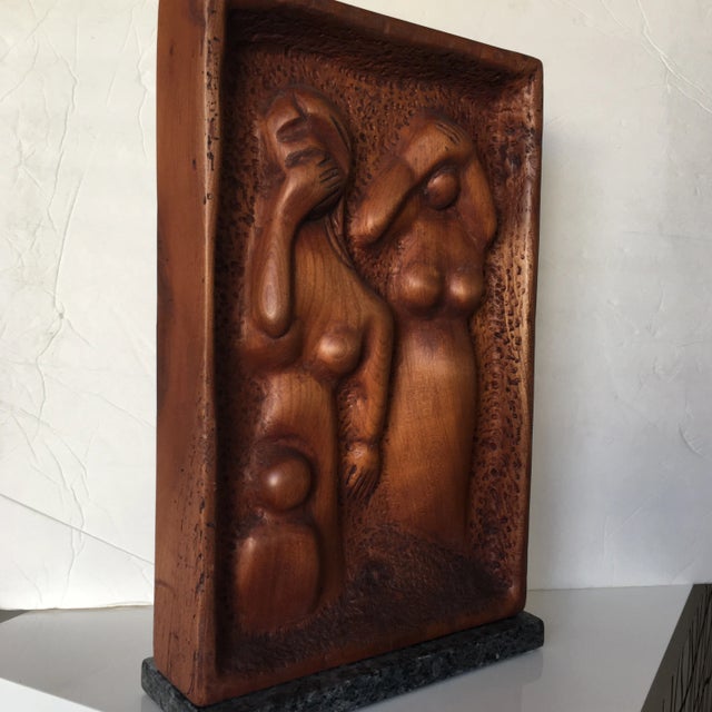 J. Terkiel Carved Wood Relief Sculpture Signed, Titled and Dated For Sale - Image 9 of 13