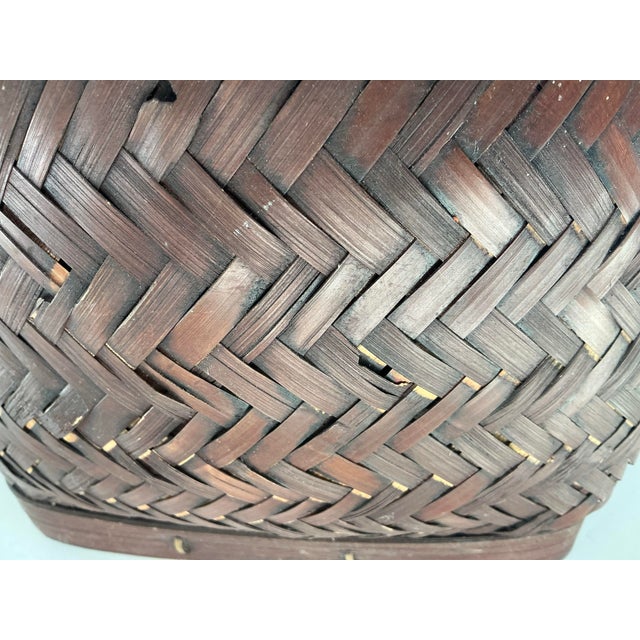 Wood Vintage Table Lamp Made From Asian Basket For Sale - Image 7 of 12