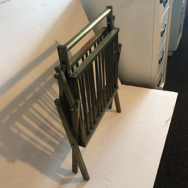 1980s Hollywood Regency Brass Folding Magazine Rack For Sale In Miami - Image 6 of 7
