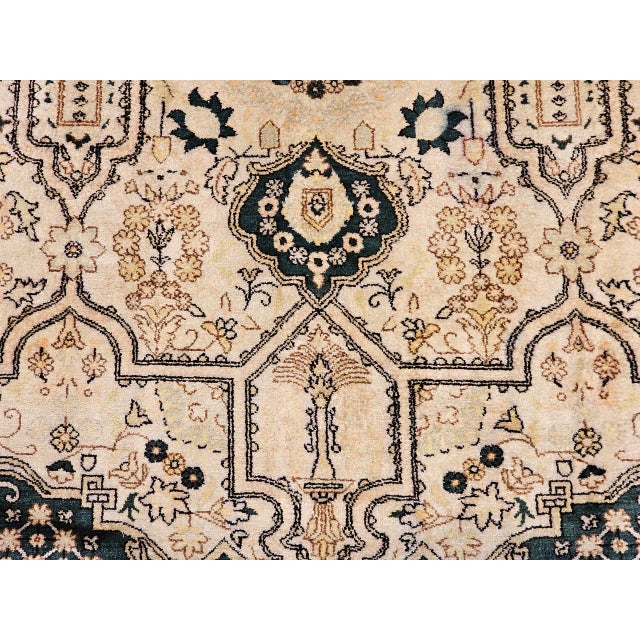 Vintage Indian Silk Rug, Hand-Knotted Geometric Design, 6' x 9' For Sale - Image 13 of 15