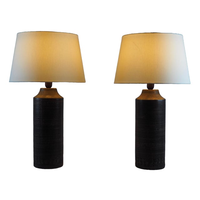 Mid-Century Modern Scandinavian Brutalist Ceramic Table Lamps from Guldkroken, Sweden, 1960s, Set of 2 For Sale - Image 3 of 10