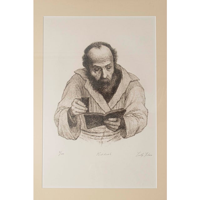 Tully Filmus (American, 1903–1998), Kiddush, 1975. A signed and numbered limited-edition lithograph depicting a bearded...