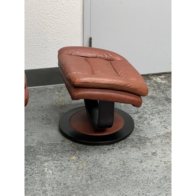 2010s Lane Furniture Stressless Recliner + Ottoman For Sale - Image 5 of 13