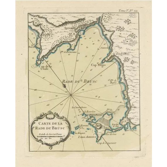 Antique Map of the Bay of Brusc, France, 1764 For Sale