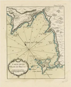 Antique Map of the Bay of Brusc, France, 1764