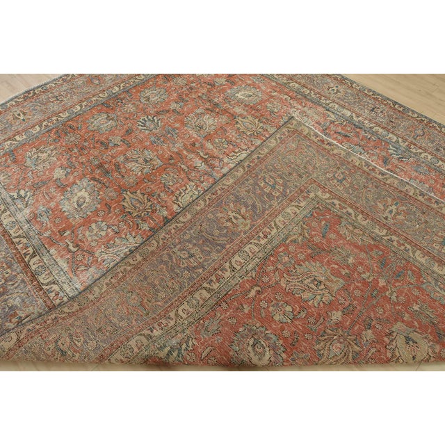 Tabriz Rug 9’9” X 12’8” Pink Wool Vintage Distressed Hand-Knotted Carpet For Sale - Image 14 of 15