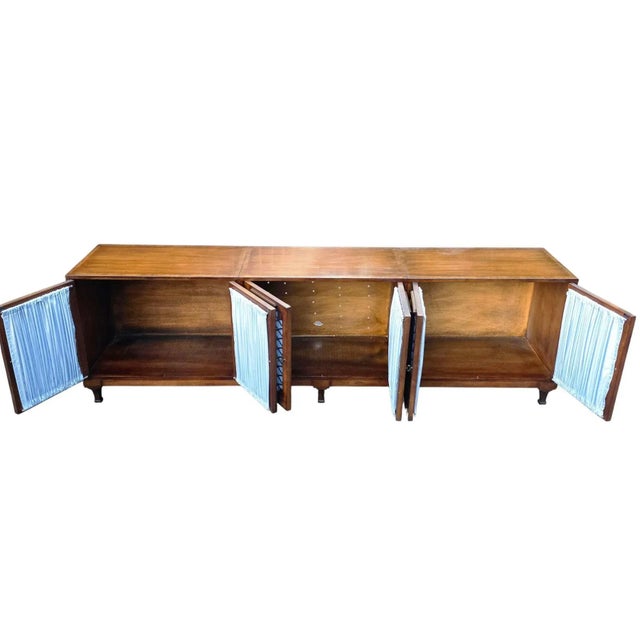 Traditional Vintage French Empire Style 6- Lattice Door Cherry Credenza For Sale - Image 3 of 13