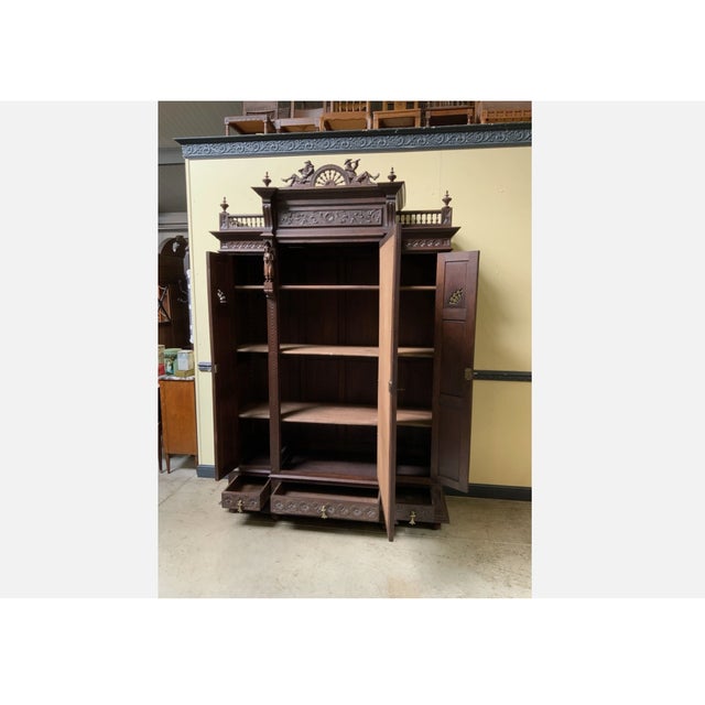 Wood Antique Breton China Cabinet, 1880 For Sale - Image 7 of 13