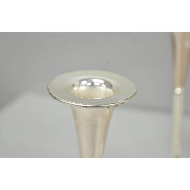 Metal Vintage Wilhelm Wagenfeld for WMF Silver Plated Modern Candelabra Candle Holder For Sale - Image 7 of 15