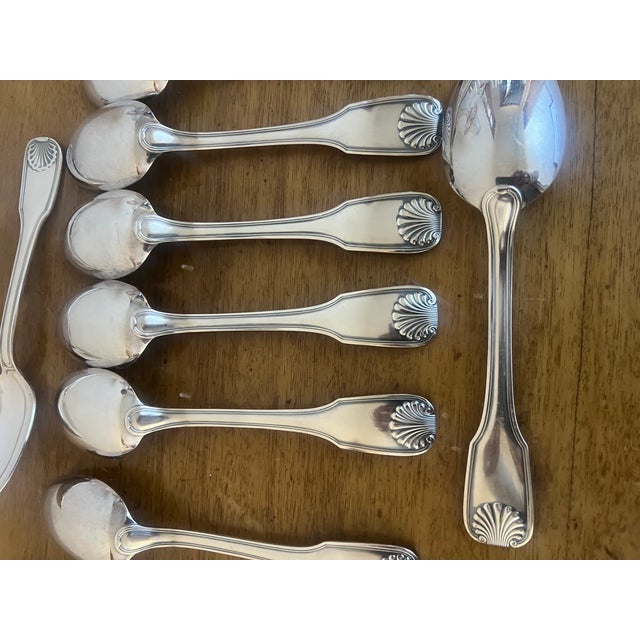 Silver Frionnet Francois Mid Century Shell Pattern Silverware- Set of 37 For Sale - Image 8 of 18