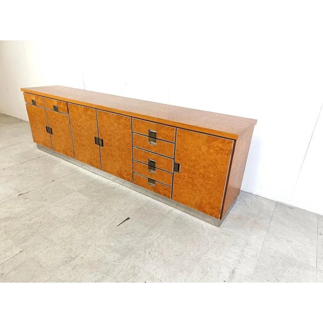 Vintage Italian Burl Wood Credenza, 1970s For Sale - Image 6 of 10