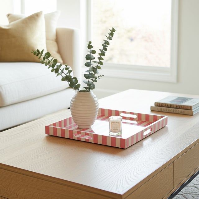 Soho Pink Stripe Tray For Sale - Image 9 of 10