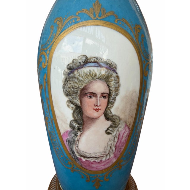 French Antique 19c Sevres French Porcelain Portrait Vase For Sale - Image 3 of 5