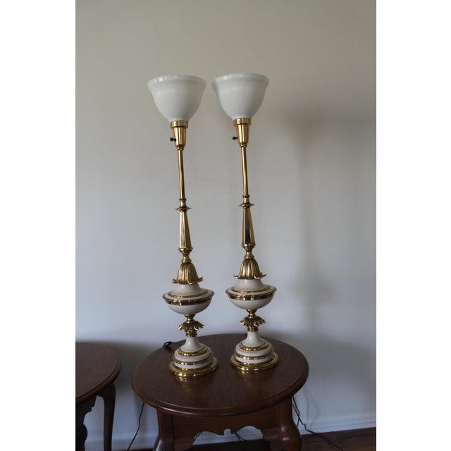Stiffel Hollywood Regency Brass & Ivory Lamps - A Pair ...