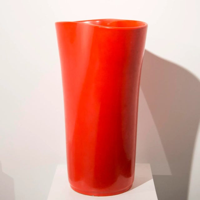 Red Lacquered Ceramic Vase from Pozzi, 1950s, in Very Good conditions. Designed 1950 to 1959 This piece has an attribution...