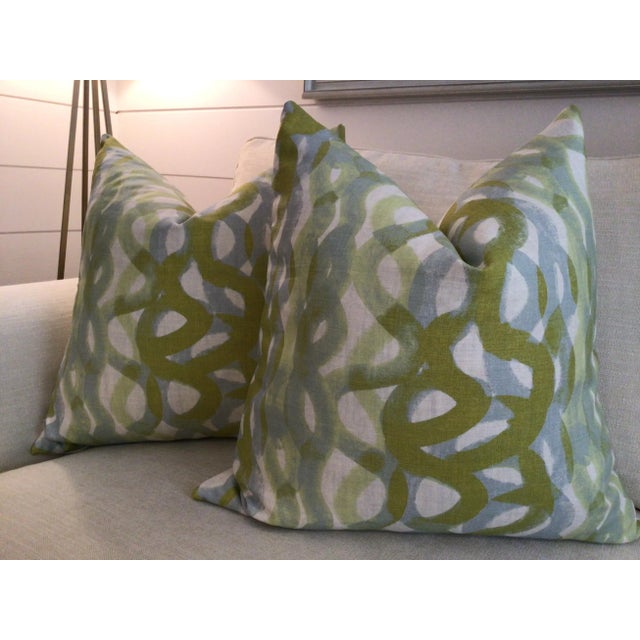 Christopher Farr Contemporary Christopher Farr Fathom in Sage Down-Filled Pillows- a Pair For Sale - Image 4 of 7