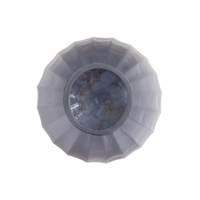 Kenneth Ludwig Chicago Cool Ice Blue Ribbed Vessel- Tall For Sale - Image 4 of 9