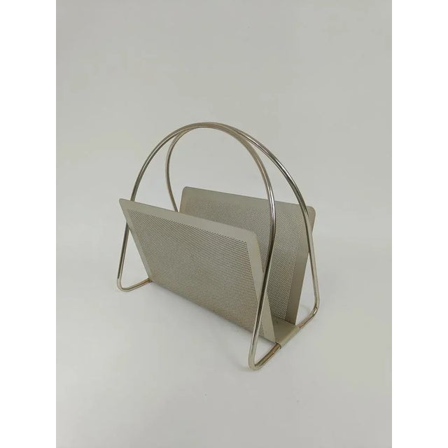 Silver Vintage Magazine Rack by Mascagni, 1980s For Sale - Image 8 of 9