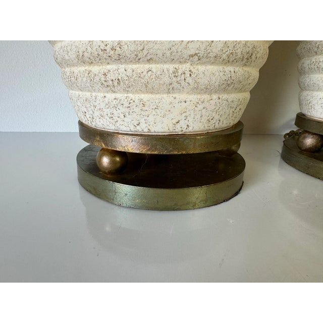 1980s 1980s Vintage Ribbed Design Ceramic Table Lamps - a Pair For Sale - Image 5 of 11
