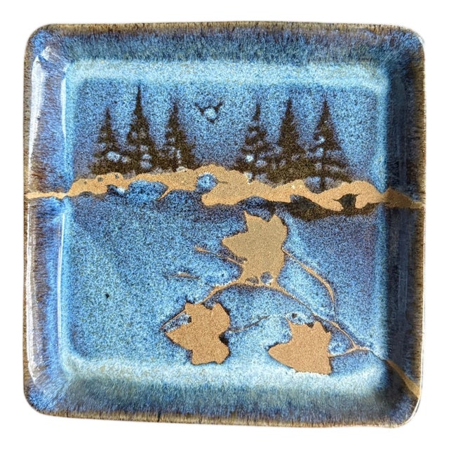 1990s Bristoleaf Studio Pottery Landscape Platter by David Karakatsoulis For Sale