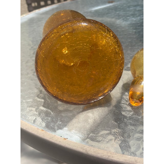 Viking Glass Company 1970s Viking Glass Company Gold Crackle With Stopper For Sale - Image 4 of 4