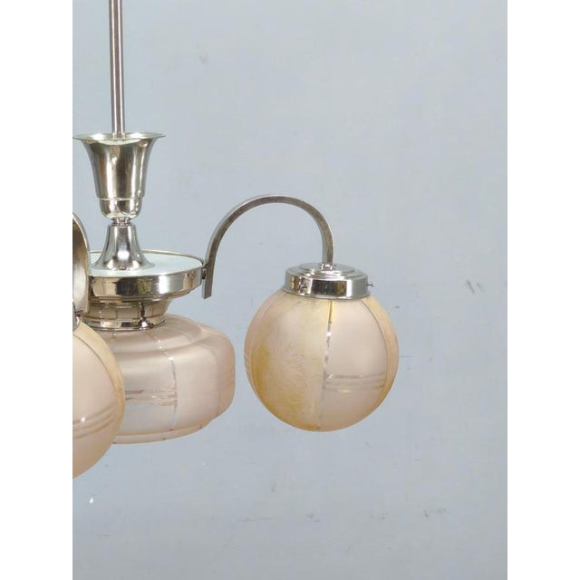 Art Deco Pink Glass Chandelier, Czechoslovakia, 1940s For Sale - Image 10 of 14
