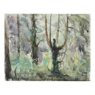 Carlo Ravagnan, Wood in Alsace, 1963, Watercolor on Paper For Sale