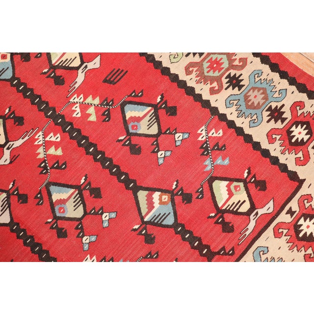 Vintage Zabihi Collection Square Turkish Kilim - 7' x 8' For Sale In New York - Image 6 of 9