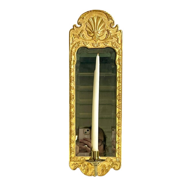 Pair of Italian Rococo Style Giltwood Mirrored Candle Sconces For Sale - Image 4 of 18