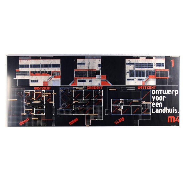 Original 1932 signed set of Bauhaus Villa blueprint + 3/4 view drawing belgian Architect Marcel Seger The drawing is 97 x...