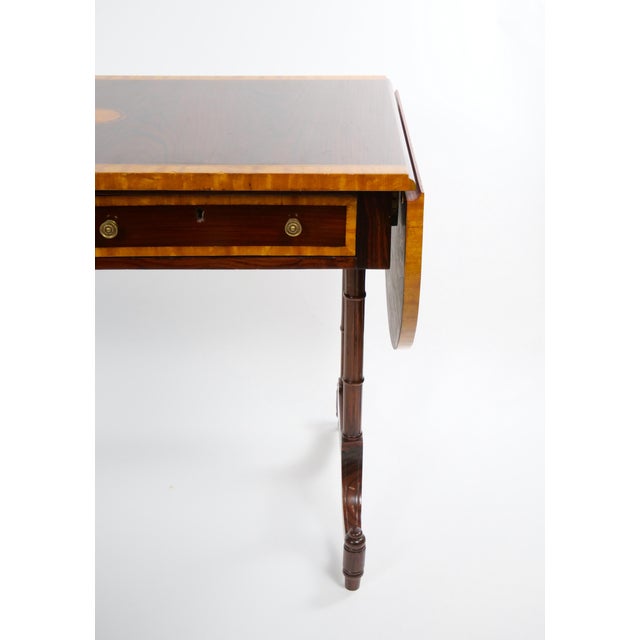 English Mahogany Drop-Leaf Console Table / Inlaid Decoration, Mid 19th Century For Sale - Image 10 of 14