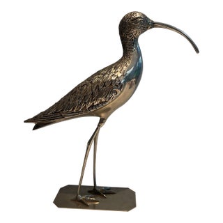 Elegant Silver-plated Brass Bird. French Work. Circa 1970 For Sale