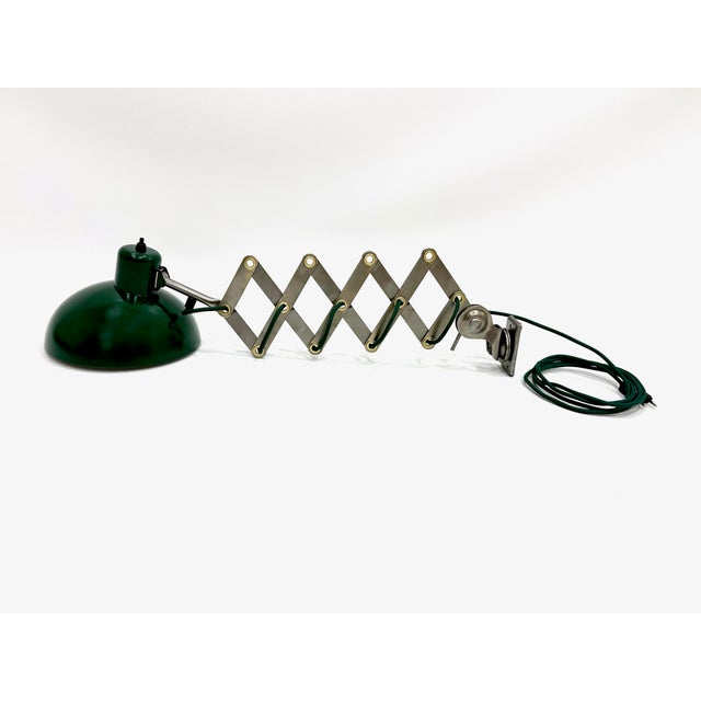 Industrial Dark Green Scissor Wall Lamp, 1950s For Sale - Image 18 of 18