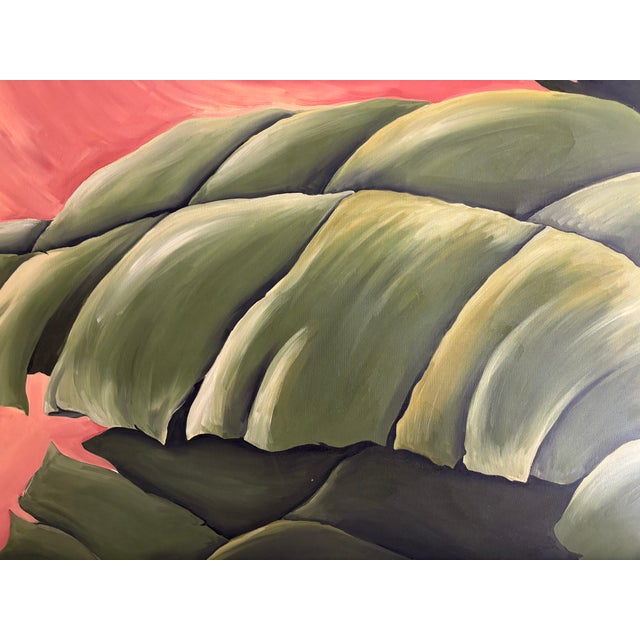 Original Oversized Tropical Palm Oil Painting | 34" X 72" For Sale In Los Angeles - Image 6 of 7